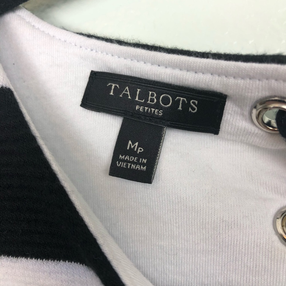Talbots Boxy MP Tie Back Nautical 1/4 Sleeve Top - Picture 13 of 15